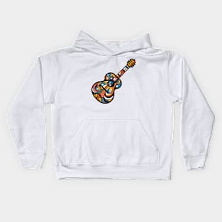 Guitar illustration. Guitar illustration in cubist style Kids Hoodie